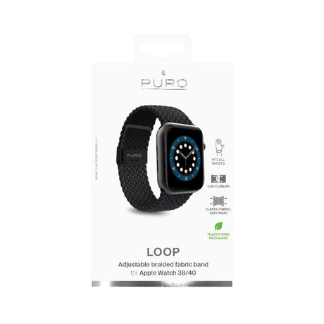 Apple Watch (38/40/SE/41/42mm) Puro Loop Braided Fabric Strap - Black