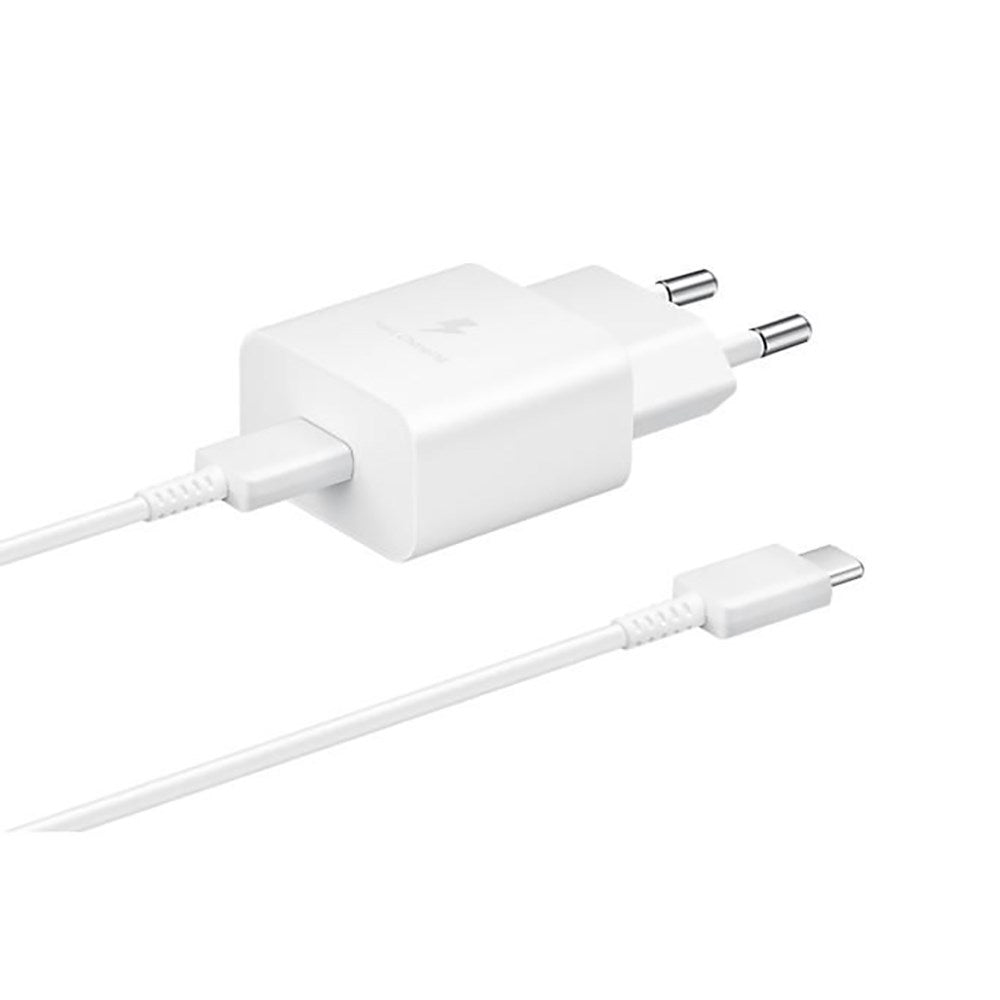 Original Samsung Power Fast Charger 15W Wall Charger with USB-C to USB-C Cable - White