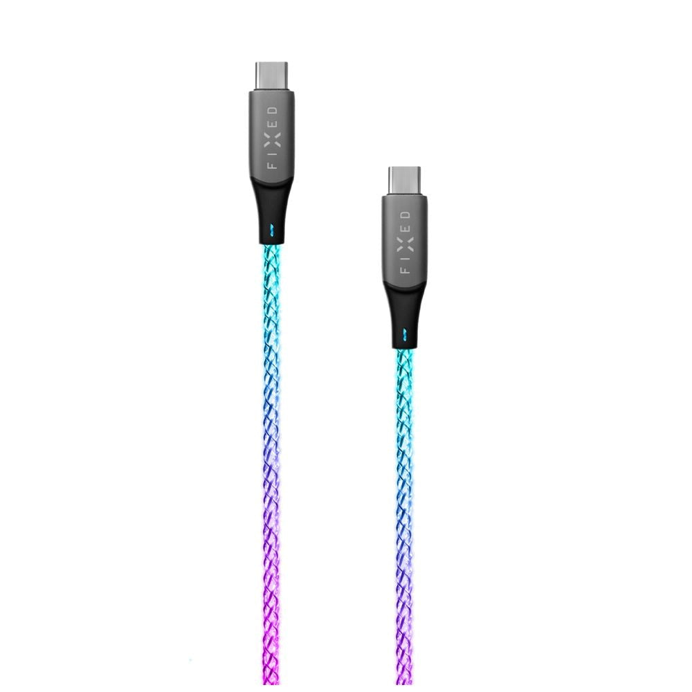 Fixed Glowing LED USB-C to USB-C Cable 60W 1.2 m - Multicolored