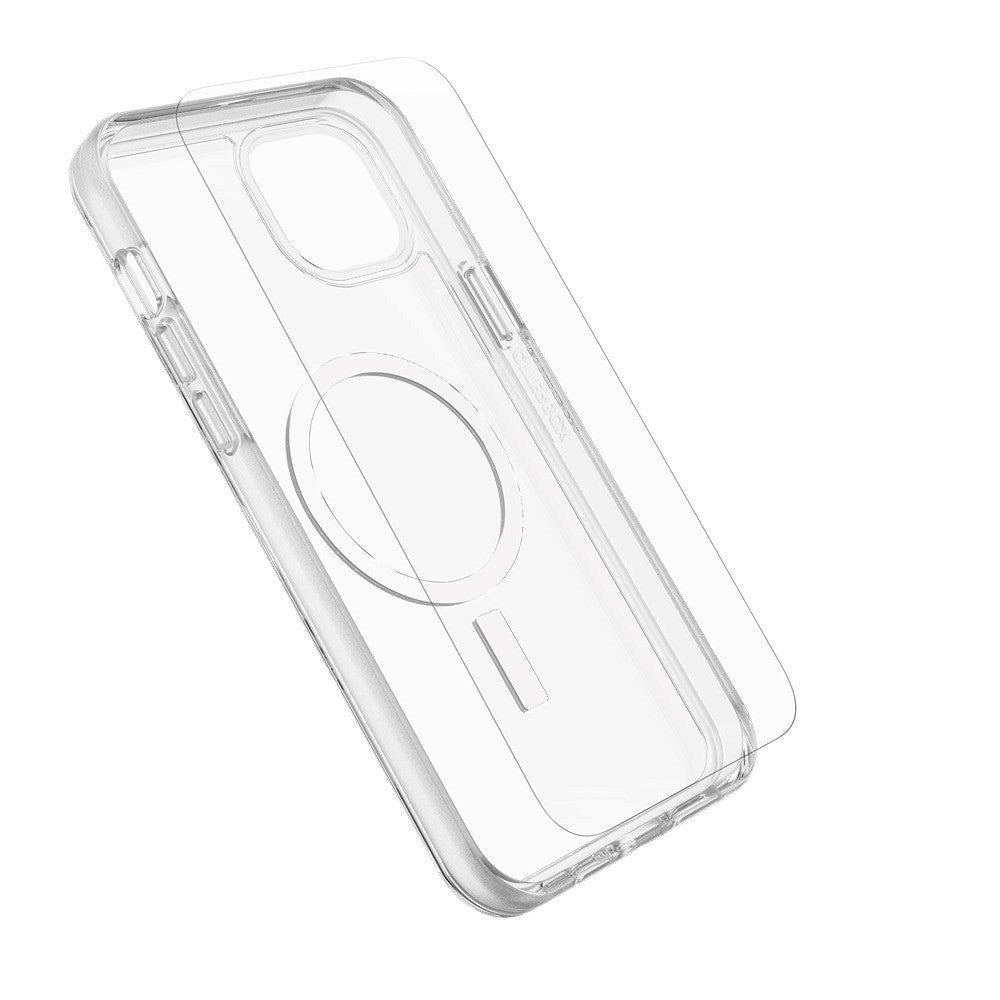 OtterBox iPhone 15 Plus Protection + Power Kit - MagSafe Case, Screen Protection & 20W Wall Charger - Transparent / White