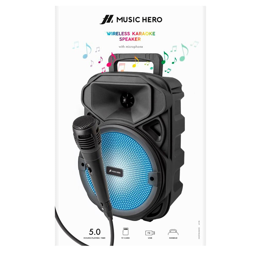 MUSIC HERO Karaoke Set with Speaker and Microphone - Black