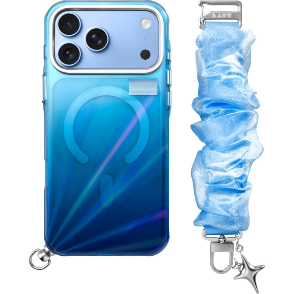 iPhone 18 Pro / 17 Pro LAUT NOVA GLOW Case with Strap and Star Charm - MagSafe Compatible - Blue