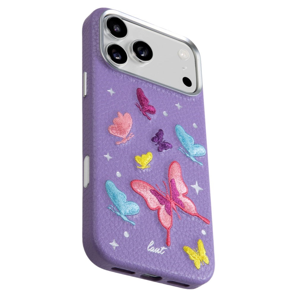 iPhone 18 Pro Max / 17 Pro Max LAUT TWINE EDGE Case w. Strap - MagSafe Compatible - Lilac Butterfly