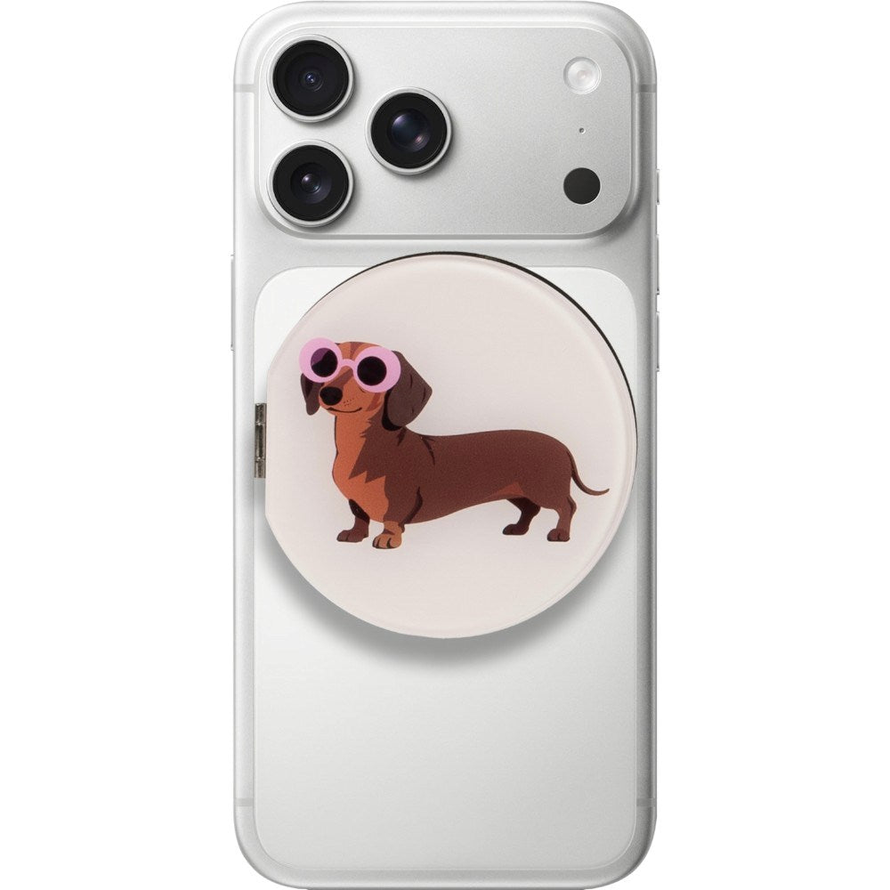 Mirror Stand for Phone LAUT MAGMOJI - MagSafe Compatible - Dachshund Big Attitude