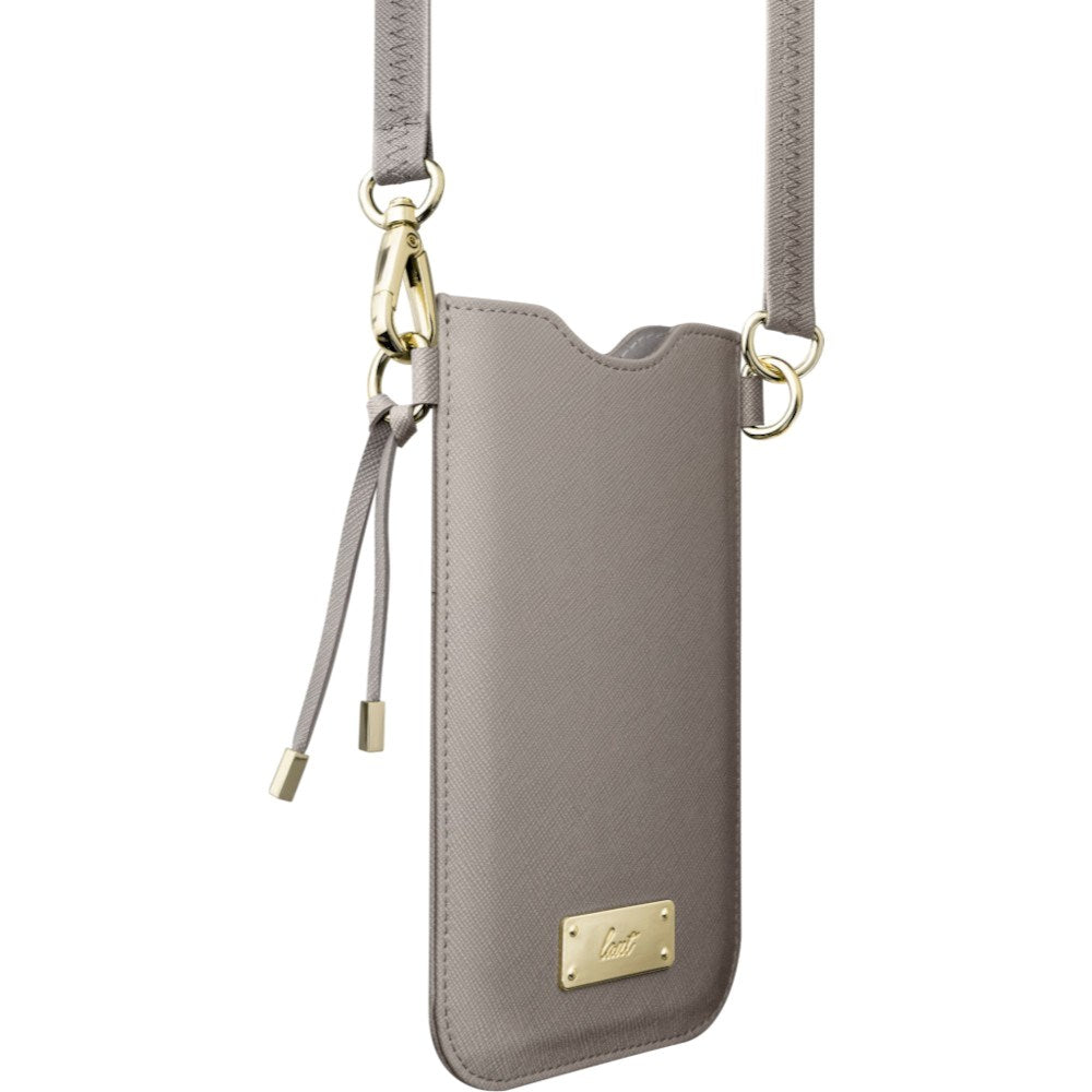 Artificial Leather Crossbody Mobile Phone Case LAUT PRESTIGE - Grey (Max. Phone Size: 6.5")