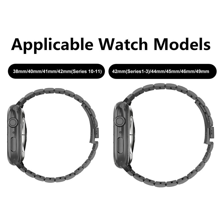 Lippa Apple Watch (38/40/SE/41/42mm) Stainless Steel Strap - Black