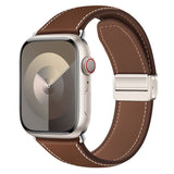 Apple Watch (42/44/45/46/49 mm) Lippa Magnetic Artificial Leather Strap - Brown