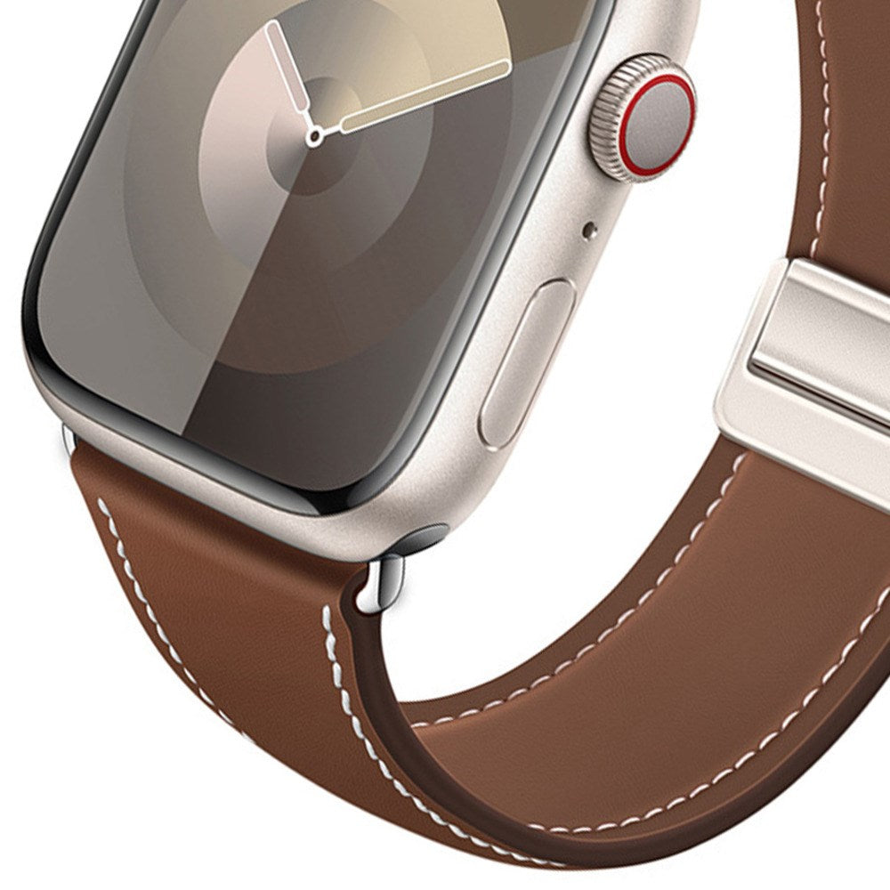 Apple Watch (42/44/45/46/49 mm) Lippa Magnetic Artificial Leather Strap - Brown