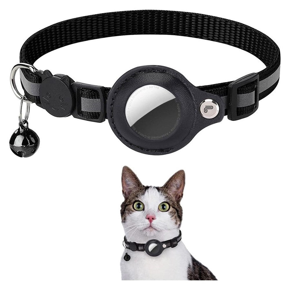 Lippa Collar with AirTag 1. & 2. Gen. Faux Leather Case - 22-32 cm - Black