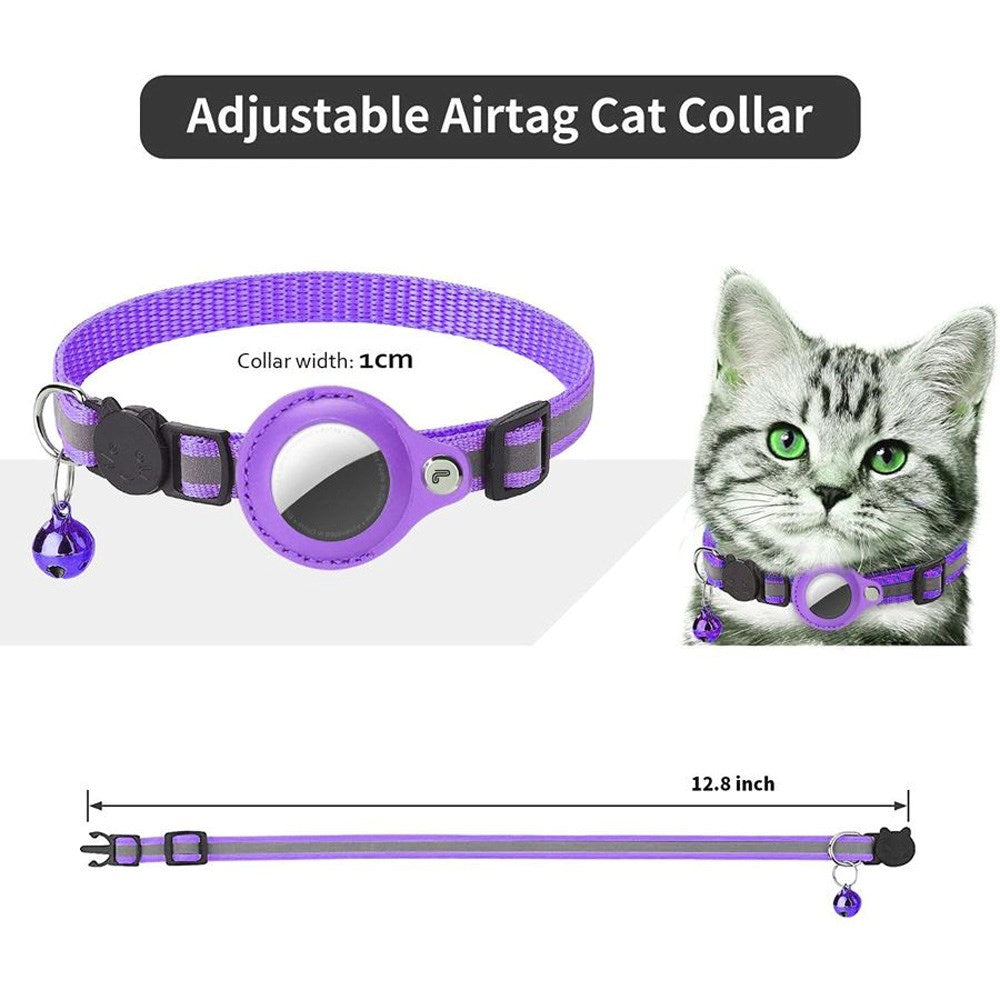 Lippa Collar with AirTag Faux Leather Case - 22-32 cm - Purple