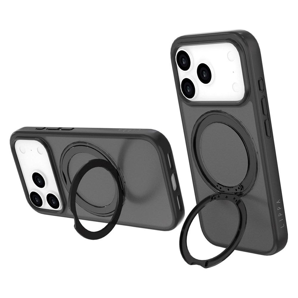 iPhone 17 Pro Lippa Hybrid Plastic Case with 360 Rotating Kickstand - MagSafe Compatible - Matte / Black