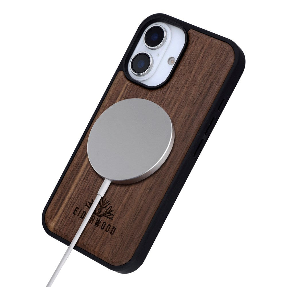 EIDERWOOD iPhone 16 Magnetic Wood Case - MagSafe Compatible - Walnut Tree