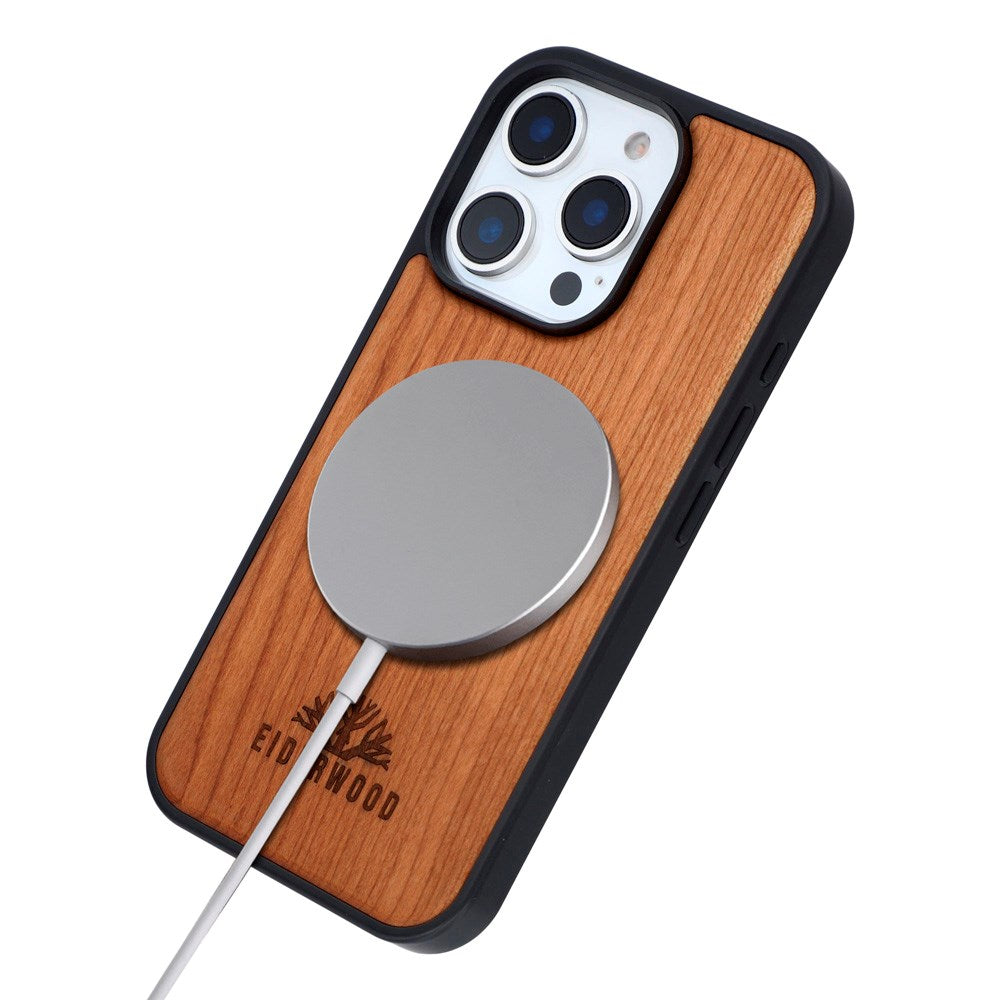EIDERWOOD iPhone 16 Pro Magnetic Wood Case - MagSafe Compatible - Cherry Wood
