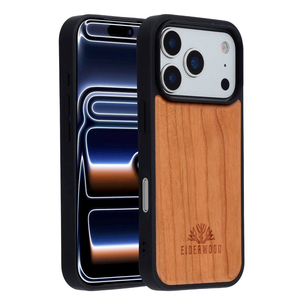 EIDERWOOD iPhone 17 Pro Magnetic Wood Case - MagSafe Compatible - Cherry Wood
