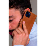 iPhone 14 dbramante1928 Lynge Genuine Leather Magnet Flip Case - Tan