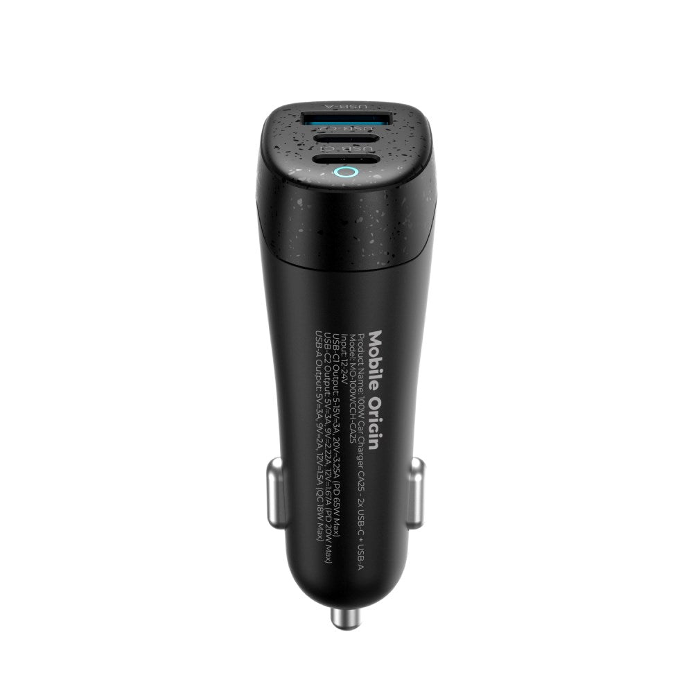 Car Charger Mobile Origin 100W with 2x USB-C + 1x USB-A - Black