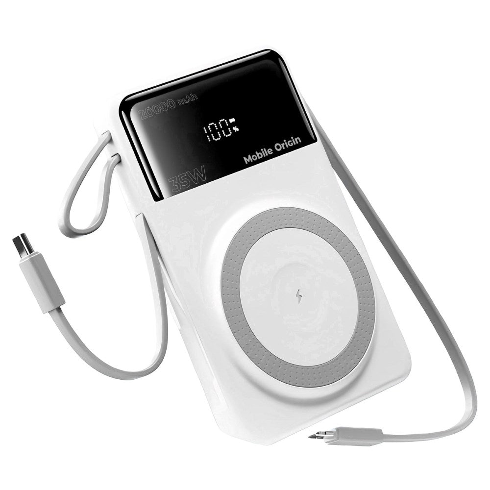 PowerBank Mobile Origin 35W PD 20,000mAh with Display - MagSafe Compatible - White