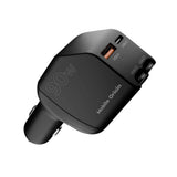 4-in-1 Car Charger 90W Mobile Origin with USB-C + USB-A and 2x Retractable USB-C Cable – Black