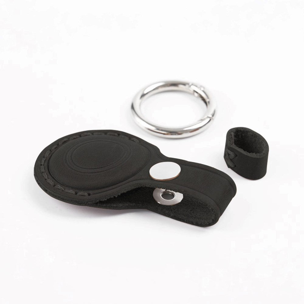 AirTag 1. & 2. Gen. Mobile Origin Genuine Leather Case w. Carabiner - Black