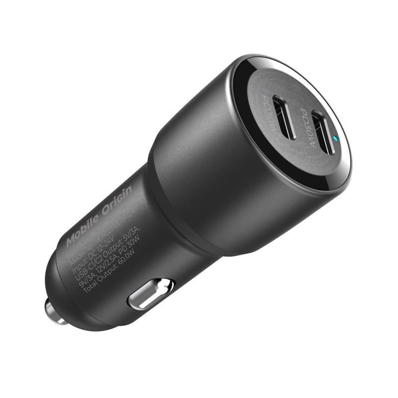 Car Charger Mobile Origin 60W with 2x USB-C - Black