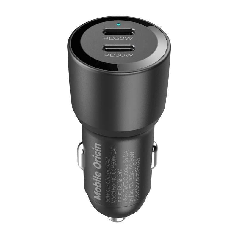 Car Charger Mobile Origin 60W with 2x USB-C - Black