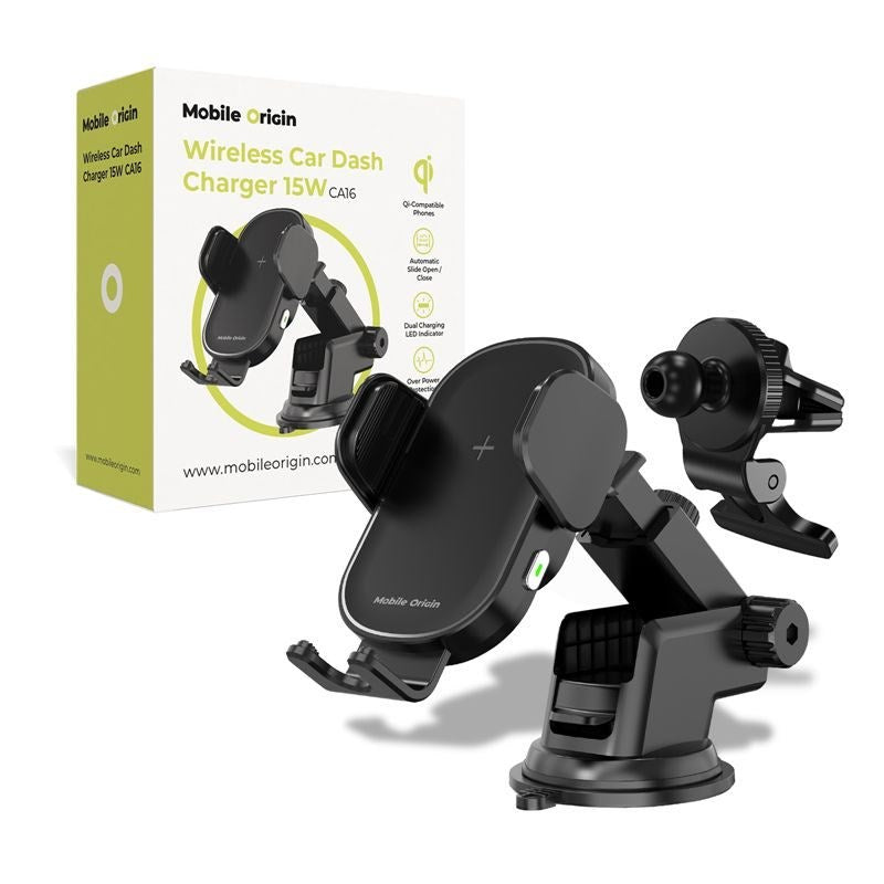 Wireless Mobile Charger Mobile Origin 15W with Dashboard Mount - Black