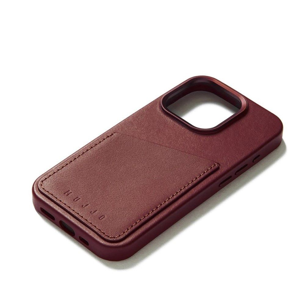 Mujjo iPhone 15 Pro Leather Wallet Case - MagSafe Compatible - Brown