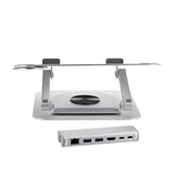 T'NB Rotatable Laptop Stand with MagSafe Phone Holder & Detachable 6-in-1 Hub - Silver