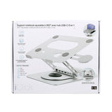 T'NB Rotatable Laptop Stand with MagSafe Phone Holder & Detachable 6-in-1 Hub - Silver