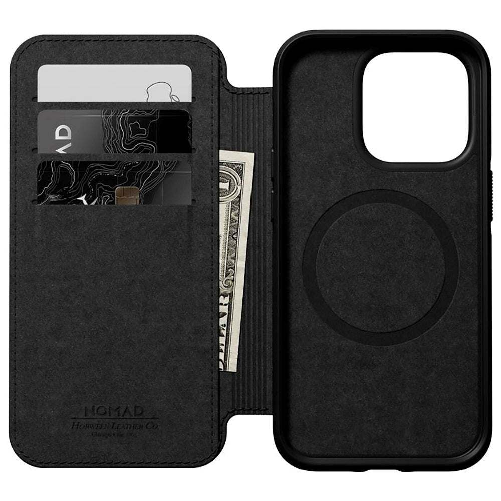 iPhone 14 Pro Nomad Modern Leather Folio Case - MagSafe Compatible - Black