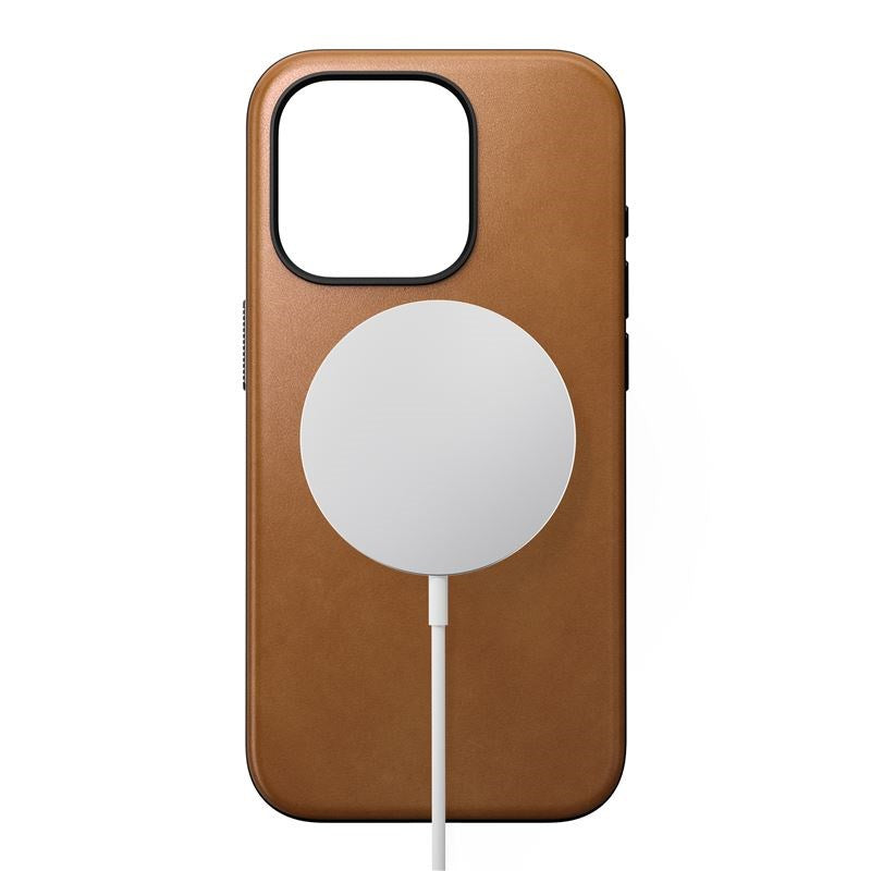 iPhone 15 Pro Nomad Modern Leather Case - MagSafe Compatible - Tan