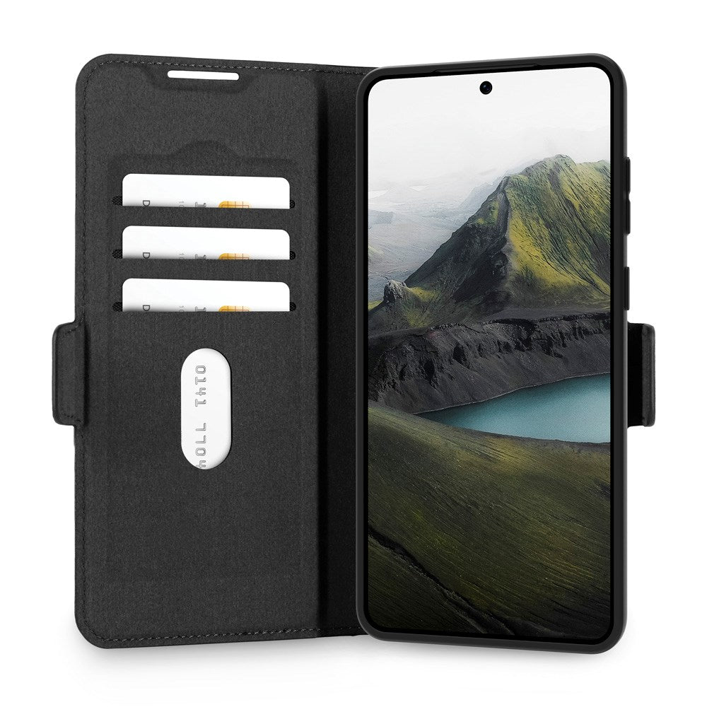 Samsung Galaxy S25 Edge dbramante1928 Oslo Pro Slim Recycled Plastic Flip Case with Card Holder - Black