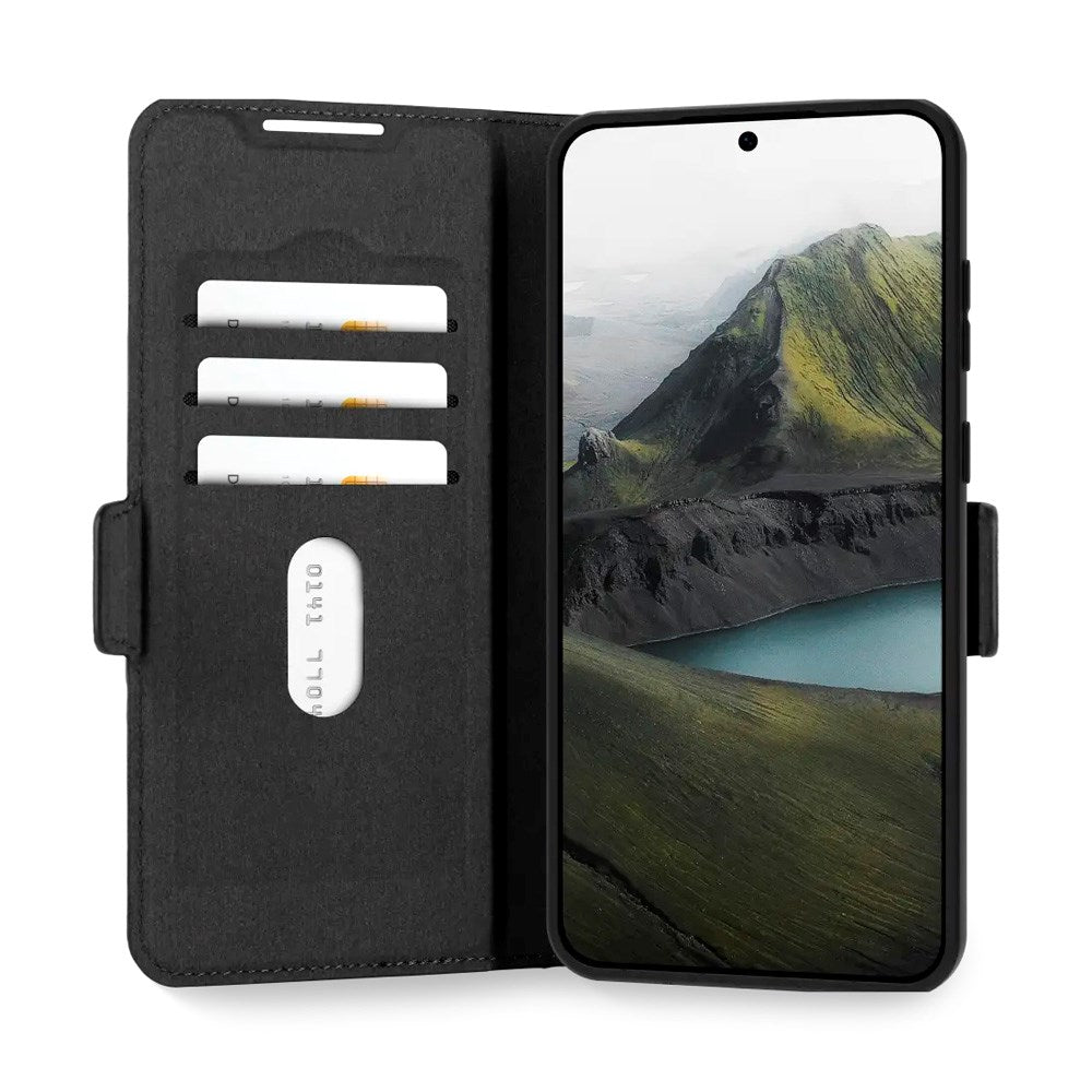 Samsung Galaxy S25 FE dbramante1928 Oslo Pro Slim Recycled Plastic Flip Case with Card Holder - Black