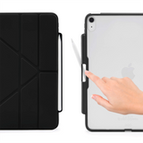 iPad Air (2022 / 2020) Cover - Pipetto Origami No3 Case w. Apple Pencil Holder - Black / Transparent