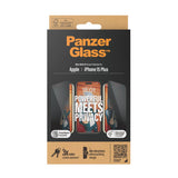 iPhone 15 Plus PanzerGlass Ultra Wide Fit Screen Protector w. EasyAligner - Privacy - Diamond Strength - Transparent / Black Edge