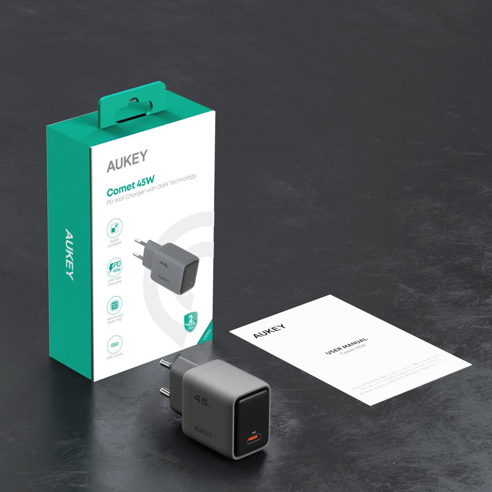 Aukey 45W PD Wall Charger with 1 x USB-C - Grey
