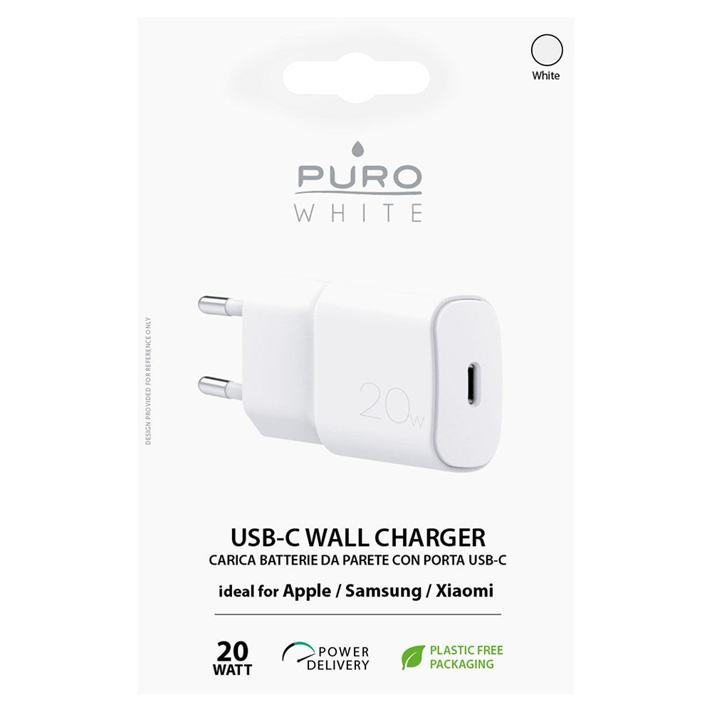 Puro PD 20W Mini Travel Wall Charger with USB-C - White