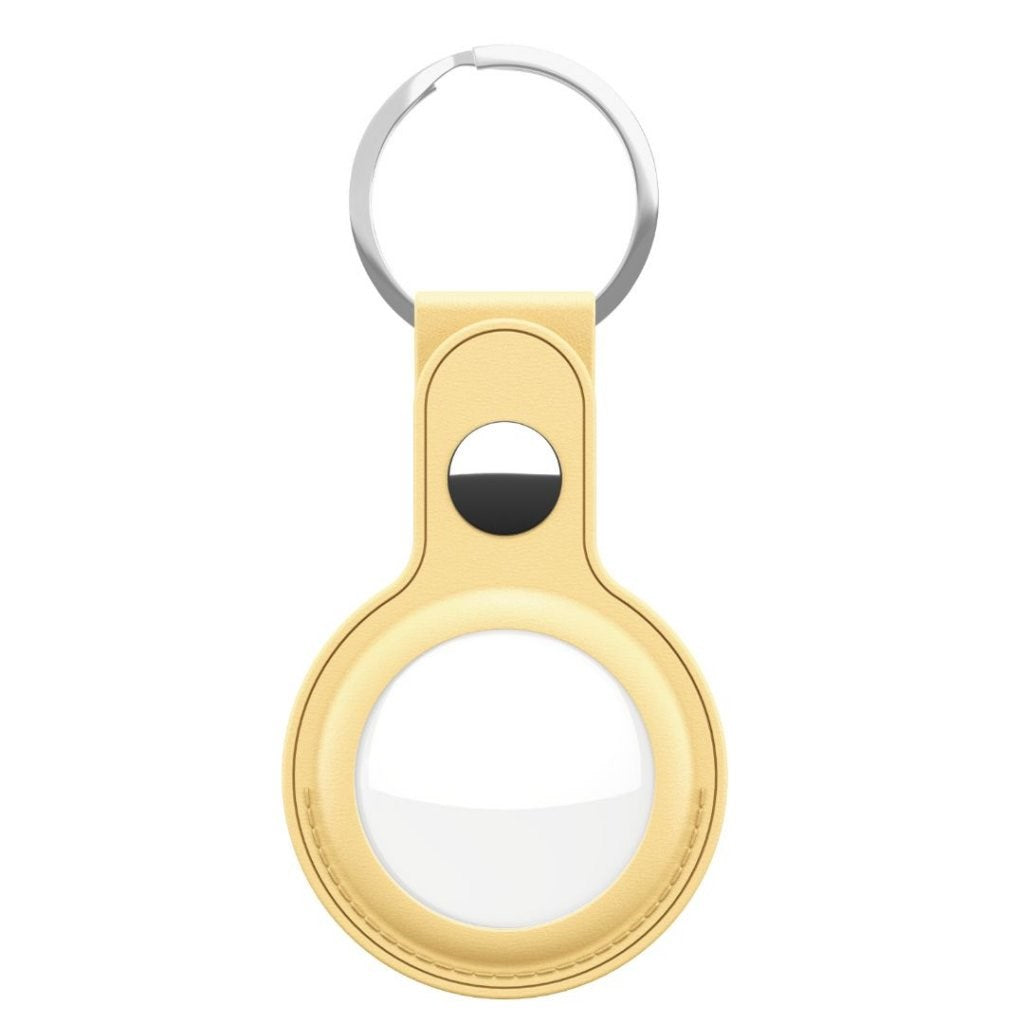 KeyBudz AirTag Keychain - Snap Ring - 1 Pack - Leather - Yellow