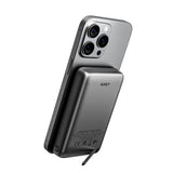 Aukey MagFusion 10,000mAh Powerbank with Wireless Charging & Stand Function - MagSafe / Qi2 Compatible - Grey