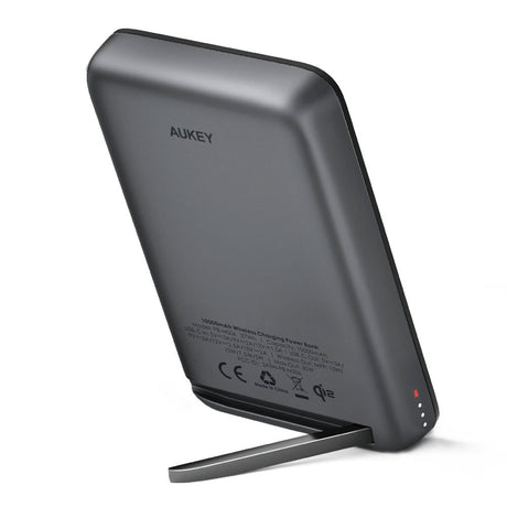Aukey MagFusion 10,000mAh Powerbank with Wireless Charging & Stand Function - MagSafe / Qi2 Compatible - Grey