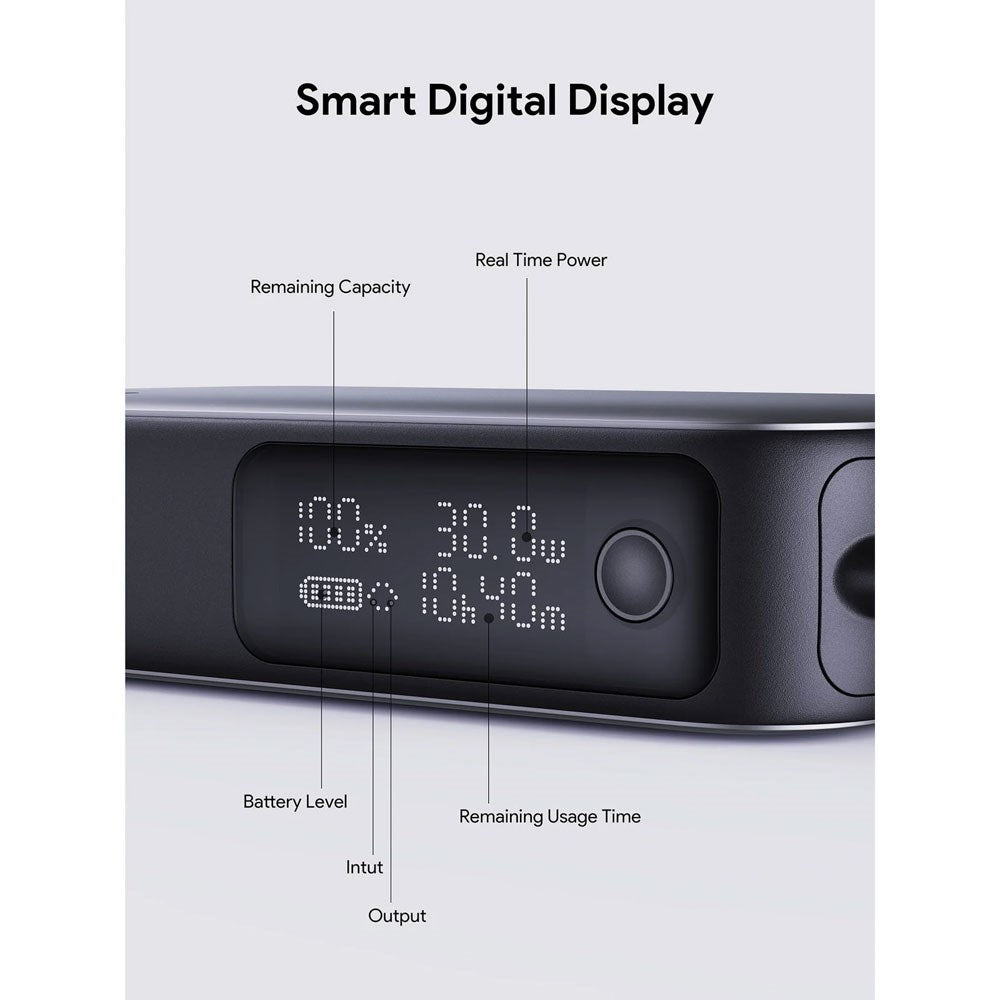Aukey Spark Sling Powerbank with Built-in USB-C Cable & Display - 10,000mAh - 30W - 1 x USB-C - 1 x USB-A - Grey
