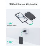 Aukey Spark Sling Powerbank with Built-in USB-C Cable - 10,000mAh - 20W - 1 x USB-C - 1 x USB-A - Grey