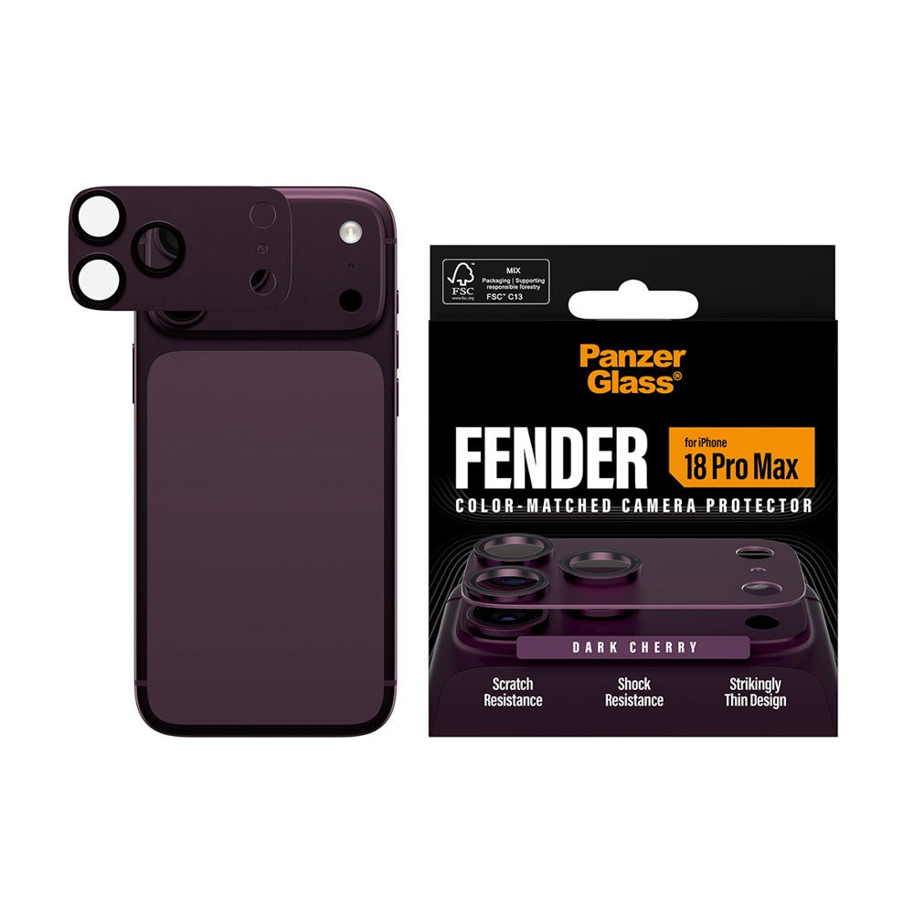 iPhone 18 Pro Max PanzerGlass FENDER Camera Lens Protection - Dark Cherry