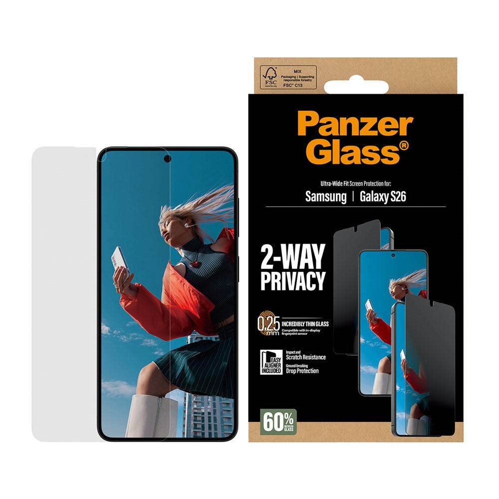 Samsung Galaxy S26 PanzerGlass 2-Way Privacy Screen Protection with EasyAligner - Transparent