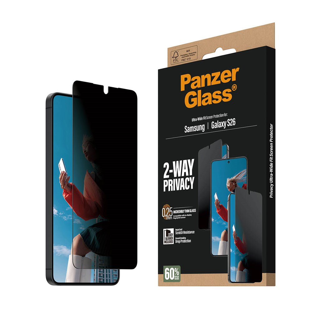 Samsung Galaxy S26 PanzerGlass 2-Way Privacy Screen Protection with EasyAligner - Transparent