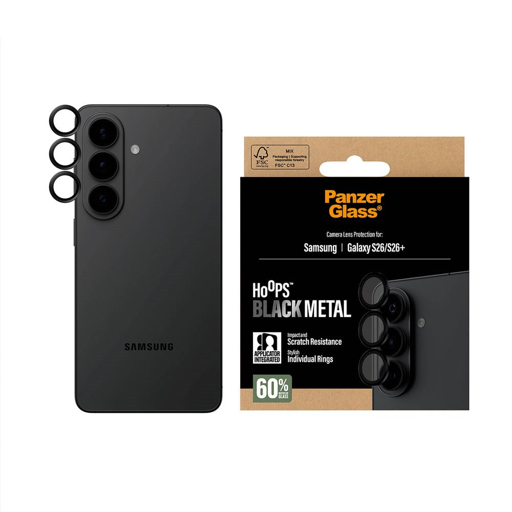 Samsung Galaxy S26 / S26+ (Plus) PanzerGlass Hoops - Camera Protection - Transparent / Black Edge