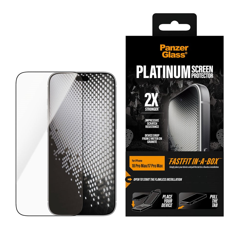 iPhone 18 Pro Max / 17 Pro Max PanzerGlass Screen Protector with FastFit-In-A-Box - Transparent