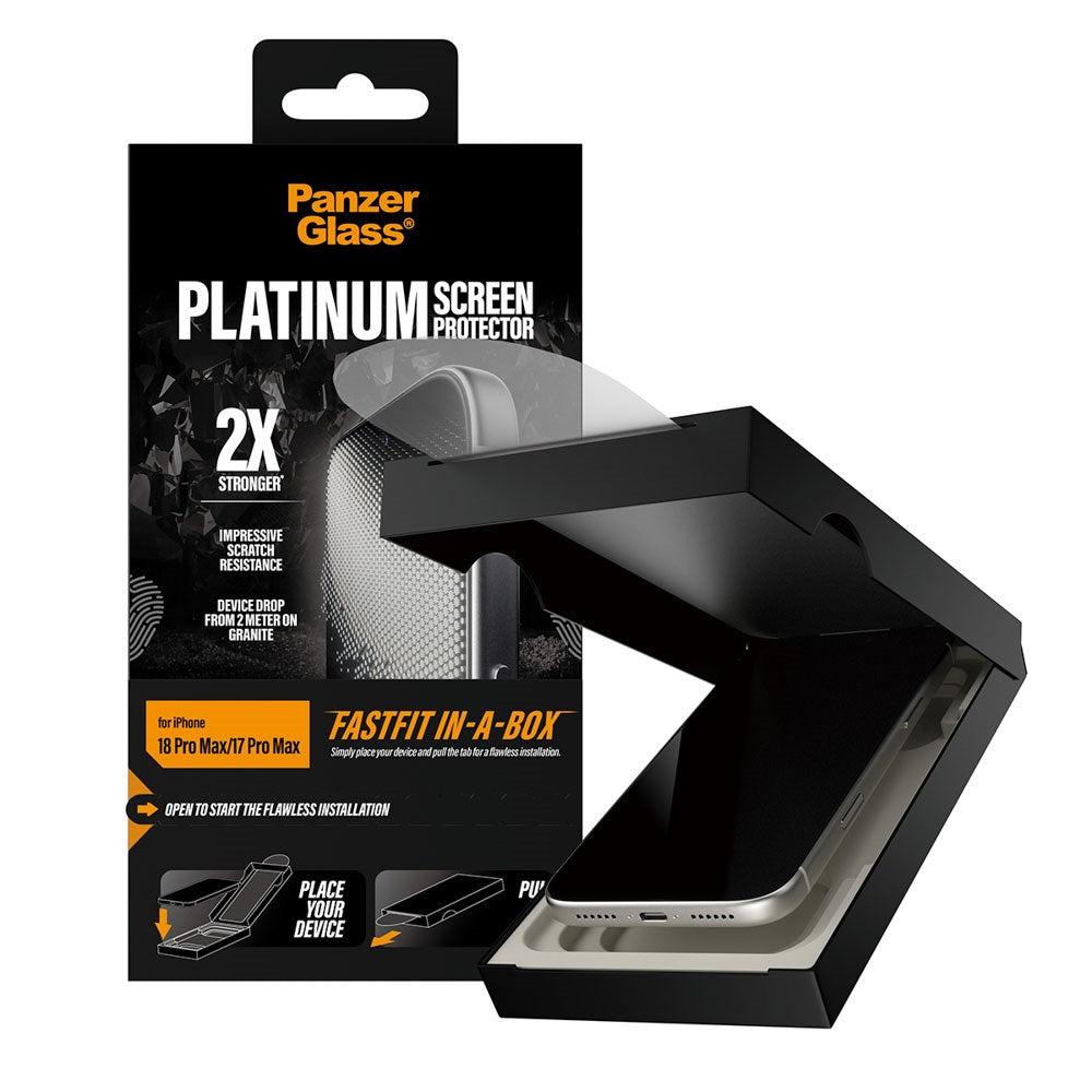 iPhone 18 Pro Max / 17 Pro Max PanzerGlass Screen Protector with FastFit-In-A-Box - Transparent
