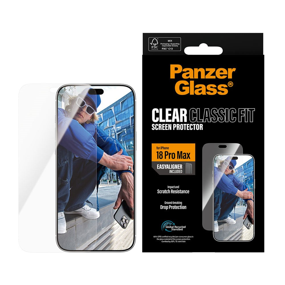 iPhone 18 Pro Max PanzerGlass Screen Protector Classic Fit with EasyAligner - Transparent