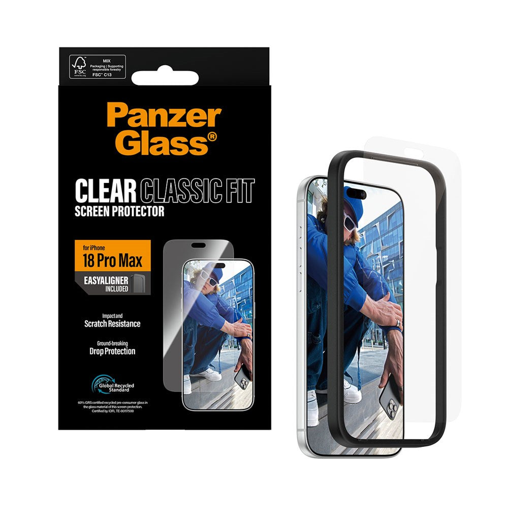 iPhone 18 Pro Max PanzerGlass Screen Protector Classic Fit with EasyAligner - Transparent